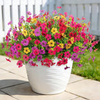 12 Bundles Artificial Flowers,Faux Plants for Spring Summer Decoration, UV Resistant Colorful Violets Eucalyptus for Outside Home Planter Porch Patio Yard Decor
