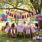 15Pcs Red Blue and White Paper Tassel Garland,Tissue Tassel Banner for Independence Day,July 4th Party,Memorial Day,Veterans Day,Party Decoration