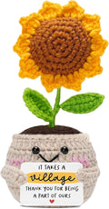 HEXMOZ Thank You Gifts for Women - End of Year Teacher Gift - Appreciation Gifts for Teacher Nurse Daycare Provider Nanny Babysitter - It Takes A Village Collectible Sunflower Doll Crochet