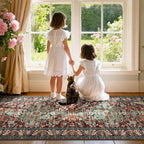 U'Artlines 3' x 20' Boho Hallway Runner Rug, Rust Non Slip Washable Vintage Farmhouse Accent Rug Carpet for Kitchen Entryway Laundry and Living Room (Rust＆Teal)