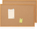 2 Pack Cork Board Bulletin Board 24 x 36, Wood Framed Corkboards for Wall Decor, Hanging Office Message Board, Large Wall Mounted Notice Pin Board with 30 Push Pins for School, Home & Office