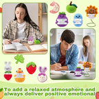 VioraWhite 18 Pcs Positive Crochet Animal Fruit Sunflower Emotional Dolls Bulk Encouragement Emotional Knitted Gifts with Positive Words for Friends Coworker Decorations for Home Office
