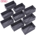 DIOMMELL 9 Pack Foldable Cloth Storage Box Closet Dresser Drawer Organizer Fabric Baskets Bins Containers Divider for Clothes Underwear Bras Socks Lingerie Clothing, Dark Grey 090