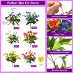 Artificial Fake Flowers for Outdoor, 6 Bundles UV Resistant Faux Plants Decoration Silk Flowers No Fade Plastic Flowers for Outside Planters Home Porch Patio Yard Garden Decor