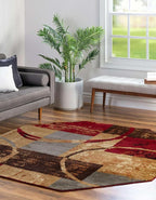 Unique Loom Barista Collection Area Rug - Kouillou (6' 1" Octagon, Multi/Brown)