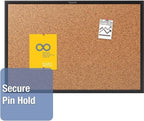Quartet Cork Bulletin Board 48"W x 36"H Pin Board, Black Aluminum Frame (2304B)