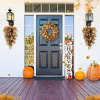 Glitzhome 2 Pcs Fall Teardrop Swags for Front Door, Artificial Wall Decorative Swags with Leaf & Pumpkins & Pine Cones & Berries for Home Porch Wall Window Halloween Thanksgiving Indoor Outdoor Decor