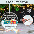 Neighbor Stained Glass Christmas Ornaments 2025,2.8 * 2.8 * 0.2inch Neighbor Gifts for Christmas Tree,Hanging Ornaments