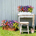 Artificial Fake Flowers for Outdoor, 6 Bundles UV Resistant Faux Plants Decoration Silk Flowers No Fade Plastic Flowers for Outside Planters Home Porch Patio Yard Garden Decor
