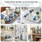 DomeStar 24PCS Blue Decorative Balls for Bowl Centerpiece, 2 Inch Rattan Balls Bowl Fillers Decor - Wicker Twig Orbs Spheres, Wedding Home Vase Table Decor