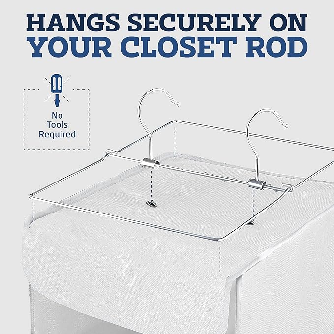ZOBER Hanging Closet Organizer, 5-Shelf - Hanging Storage Organizer Shelves for Clothes, Towels, Toys - College Dorm Room, Nursery, & Home Closet