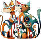Wesiti Cat Wall Art Decor Iron Wall Sculptures Decor for Cats Lover 13.7 x 13 Inches Colorful Mid Century Cat Retro Signs for Home Living Room Bedroom Kitchen Office(Opulent)