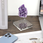 Hipiwe Metal Arm Display Stand Easel with Acrylic Base Decorative Crystal Ball Stand Pedestal for Sphere Mineral Geodes Rock Fossils Seashell, X-Large,Silver