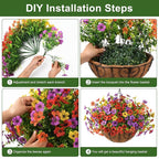 Artificial Faux Hanging Flowers Plants with Basket for Outdoor Spring Decoration, Fake Silk Daisy Outside Indoor UV Resistant Look Real Yard Patio Front Porch Garden Balcony Home Decor(Mix2)