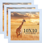10x10 Picture Frame Set of 3, white Wooden Frame 10 by 10 Square Wall Gallery Poster Photo frame with Durable Shatter Resistant Plexiglass for Wall Hanging best gift
