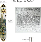 Hand Painted Mezuzah, Exquisite Enamel Mezuzah with Star of David and Jerusalem Motifs