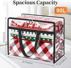 Clear Clothes Storage Bags, 6 Pack Closet Organizers and Under Bed Storage Containers, Foldable Moving Bags with Zippers for Comforter, Blanket, Bedding, Duvet, PVC Packing Bags 90L