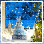 Lineshading 4 Pcs Snowman Christmas Table Decorations Blue and White Wooden Snowman Stacked Block Sign Gifts Winter Tiered Tray Decor Rustic Winter Centerpiece for Wonderland Party Home Kitchen