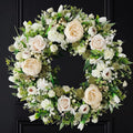 Artificial Floral Wreath for Front Door, 22" White Peony Rose Wreath for Indoor Outdoor Home Wall Window Wedding Decorations