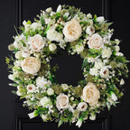 Artificial Floral Wreath for Front Door, 22" White Peony Rose Wreath for Indoor Outdoor Home Wall Window Wedding Decorations