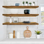 Sorbus Floating Shelves for Wall - 48 Inch Long Bathroom Shelves, Wall Decor for Bedroom, Kitchen, Living Room & Book Storage - Mounted Floating Shelf with Invisible Brackets (Rustic Brown, 3 Pack)