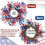 GTIDEA 24'' Patriotic Wreaths for Front Door, American 4th of July Wreath on Grapevine with Red White and Blue Forsythia Flag Bowknot Summer Wreaths for Home Wall Memorial Day Independence Day Decor
