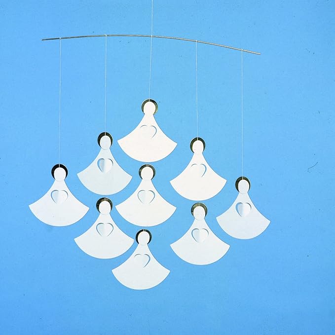 Angel Chorus (9 Angels) Hanging Mobile - 14 Inches - High Quality - Handmade in Denmark by Flensted