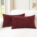 CaliTime Christmas Throw Pillow Covers Decorative 12 X 20 Inches Pack of 2 Cozy Chenille Cushion Cases for Couch Sofa Bed Living Room Home Burgundy