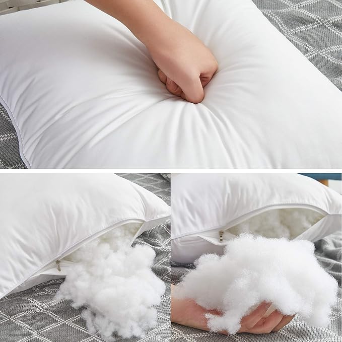 Oubonun 18"x18" Pillow Inserts (Set of 4) - 100% Cotton Cover, Square Throw Pillow Inserts for Couch, Sofa, Bed - Decorative 18 Inch White Pillow Inserts