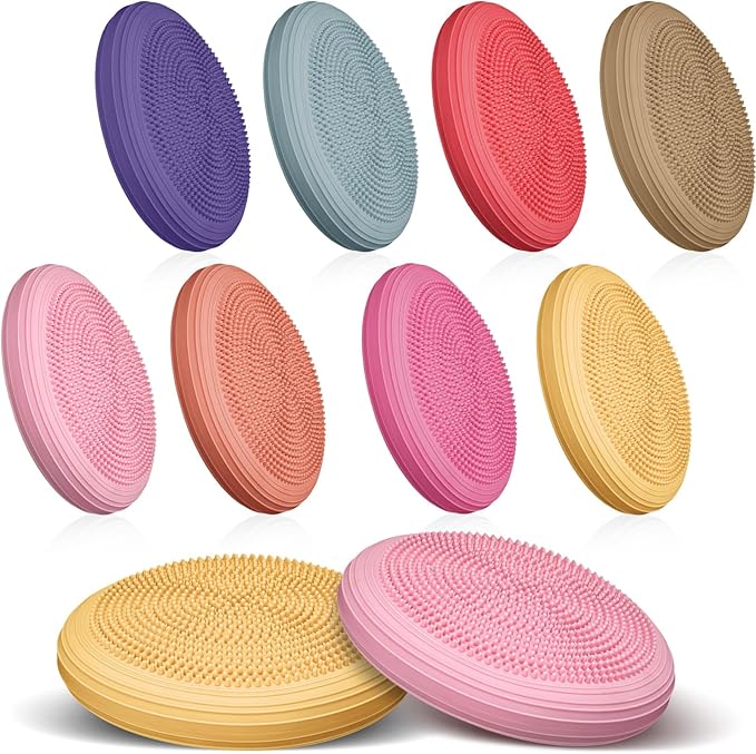Libima 8 Pcs Wiggle Seat Inflated Wobble Cushion Sensory Seat Flexible Balance Board Balance Disc for Men Women Physical Exercise Improving Posture Home Office