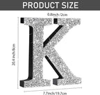 Qunclay 8'' Silver Crystal Diamond Bling Letters Crushed Diamond Decoration Wooden Glitter Letter with Screw and Hooks Rhinestone Gift for Wedding Y2k Mcbling Bedroom Wall Decor (Letter K)