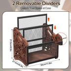 Magazine Holder,3-Compartment Magazine Rack Floor,Wood Magazines File Holder Organizer,Rustic Magazines Storage Basket for Books,Newspapers,Mails,Files