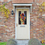 DULRLLY Spring Summer Front Door Teardrop Wreath, 25 Inch Decorative Swag with Colorful Flower and Green Leaves, Artificial Floral Swag for Wedding Arch Window Wall Decor