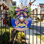 12" Patriotic Wreath for Front Door Wooden Welcome Sign, 4th of July Decorations Outdoor with USA 250th Anniversary Flag, Memorial Day Patriotic Decor (Color-Freedom1)