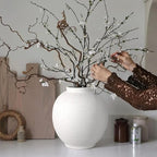 White Ceramic Large Vase - 11 Inch Round Modern Ceramic Vases,Tall Vase for Decor Living Room Table Decor and Festive Home Interiors