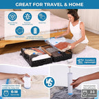Vacuum Bags for Travel with Portable Electric Pump,12 Pack Vacuum Seal Bags for Luggage and Suitcase Compression, Space Saver Vacuum Storage Bags for Clothes and Clothing Travel