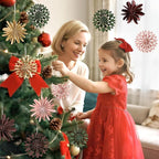 9PCS Mini Christmas Snowflake Ornament - Paper Hanging Snowflake Ornament for Christmas Tree Boho Paper Hanging Decorations for Holiday Indoor Home Decor