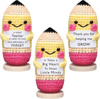 Wavwavw 3 Pack Teacher Appreciation Gift Positive Flower Handmade Crochet Doll Thank You for Helping Me Grow Gifts Back to School Gifts for Women Teacher(Pencil)
