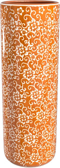 Red Lantern 24" White Flowers on Orange Umbrella Stand
