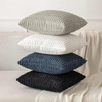 MIULEE Pack of 2 Corduroy Decorative Euro Sham Throw Pillow Covers 24x24 Inch Soft Boho Striped Pillow Covers Modern Farmhouse Home Decor for Summer Coastal Sofa Living Room Couch Bed Blue