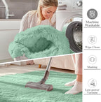 OLANLY 2x8 Machine Washable Runner Rugs for Hallway, Soft Fluffy Shaggy Bedside Rugs for Bedroom, Living Room, Indoor Floor Carpet for Kids Girls Boys, Nursery Rooms, Home Decor Aesthetic, Mint Green