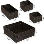 Posprica Woven Storage Baskets for Organizing, Small Baskets Cube Bin Container Tote Organizer Divider for Drawer, Closet, Shelf, Dresser, Set of 4(Brown)