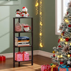 TUTOTAK Corner Shelf, 4-Tier Corner Bookshelf for Small Space, Narrow Display Corner Shelf Stand with Storage Rack, for Living Room, Bedroom, Black BS05BK004