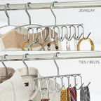 iDesign Axis Metal Hanger, Hanging Closet Organization Storage Holder, Men's Ties, Women's Shawls, Pashminas, Scarves, Clothing, Accessories, 14 Hooks, Tie and Belt Rack