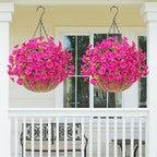 MARTINE MALL 24 Bundles Look Real Artificial Flowers for Outdoors, Realistic Fake Outdoor Flowers, UV Resistant Silk Petunia Flowers for Outside Faux Flowers Plants for Outdoor Porch, Fuchsia