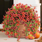 INQCMY 2Pcs Artificial Fake Hanging Flowers for Outdoors UV Resistant Artificial Plants for Spring Summer Decor Look Real Faux Flowers for Outside Home Planter Porch Patio Decor