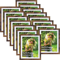 Lyeasw 8x10 Picture Frame 15 Pack, Display Pictures 8x10 with Mat or 9x11 without Mat, Brown Rustic Bulk Photo Frames for Wall or Tabletop