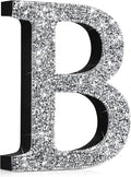 Qunclay 8'' Silver Crystal Diamond Bling Letters Crushed Diamond Decoration Wooden Glitter Letter with Screw and Hooks Rhinestone Gift for Wedding Y2k Mcbling Bedroom Wall Decor (Letter B)