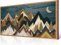 BINCUE Mountain Wall Art Framed Mountain Wall Pictures Nature Forest Wall Decor Rustic Farmhouse Wall Paintings Moon Art Large Landscape Artwork for Farmhouse Living Room Bedroom Dining Room 20x40 Inch
