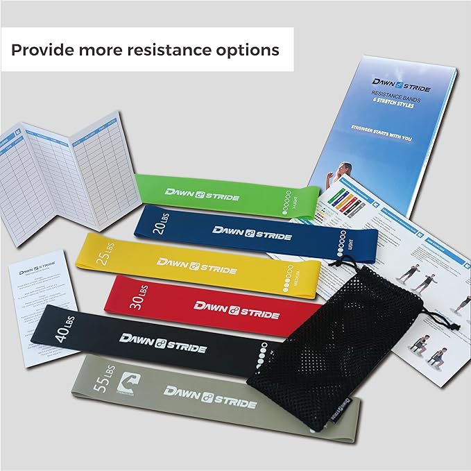 6-Levels Resistance Exercise Loop Bands Set – Elastic Workout Bands for Yoga, Strength Training, Physical Therapy – Guide, Fitness Card & Carry Bag